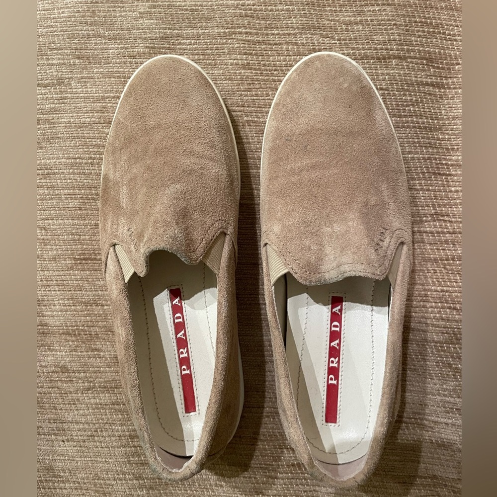 Prada Tan suede skater slip on sneakers EU 36 1/2